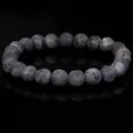 Premium natural grey marbled stone bead bracelet for elegant fashion jewelry collection - Labradorite