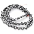 Faceted heart-shaped hematite stone loose beads for DIY jewelry making projects - Faceted Heart Shape (HT0206) / 6mm (Approx. 63 Pcs) / Natural