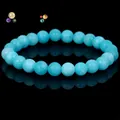 Natural light blue amazonite gemstone beaded bracelet with elegant matte finish for women - Treated Amazonite