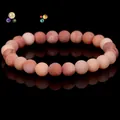 Elegant matte peach natural stone beaded bracelet with high-quality circular fit - Solid Pink Aventurine