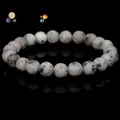 Natural kiwi stone bead bracelet featuring unique mottled grey and black patterns for daily wear - Natural Stone