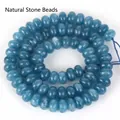 5x8mm Natursteinperlen in Blau für DIY-Schmuckherstellung und kreative Bastelprojekte - 5x8mm Abakus-Perlen (ca. 70 Stück) / #15 Dunkelblauer Chalcedon
