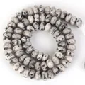 5x8mm natürliche Dalmatiner-Jaspis Rondelle-Zwischenperlen für DIY-Schmuckherstellung - 5x8mm Abakus-Perlen (ca. 70 Stück) / #16 Weißer gepunkteter Stein