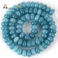 Hochwertige blaue 5x8mm Natursteinperlen als Abakus-Zwischenperlen für DIY Schmuck - 5x8mm (Ca. 70 Perlen) / Natürlicher Aquamarin (#18)