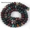 Sortierte 5x8mm Natursteinperlen oval in Erdfarben für die DIY-Schmuckherstellung - 5x8mm Abakus-Perlen (ca. 70 Stück) / Indischer Achat (#58)