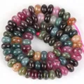 Polierte 5x8mm Natursteinperlen in gemischten Farben für die Schmuckherstellung - 5x8mm (Ca. 70 Perlen) / Mehrfarbige Turmalin-Jade (Mehrfarbig)