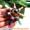 Handgefertigtes Sieben-Chakra-Naturkristallstein-Energiepyramiden-Ornament - Sieben Chakra Mehrfarbig