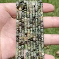 Facettierte 3x4mm Natursteinperlen mit Einschlüssen für die DIY-Schmuckherstellung - 3x4mm (Ca. 105 Stück/Strang) / Natürlicher Prehnit
