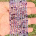 3x4mm facettierte natürliche Steinperlen in Violett und Lavendel für DIY-Schmuck - 3x4mm (Ca. 105 Stück/Strang) / Lila und Weißer Fluorit