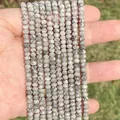 Facettierte 3x4mm flache Natursteinperlen mit grau-schwarzem Jaspis-Muster für DIY - 3x4mm (Ca. 105 Stück/Strang) / Landkartenstein
