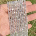 Facettierte 3x4mm Natursteinperlen für DIY-Schmuckherstellung und kreatives Handwerk. - 3x4mm (Ca. 105 Stück/Strang) / Grauer Flash-Stein