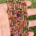 Bunte 3x4mm facettierte flache Natursteinperlen für DIY-Schmuckherstellung-Hobby - 3x4mm Facettierte Rondelle (ca. 105 Stück/Strang) / Bunter Turmalin-Jade