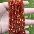Schnur aus facettierten 3x4mm roten Karneol-Achat-Perlen für DIY-Schmuckherstellung - 3x4mm Facettierte Rondelle (ca. 105 Stück/Strang) / Roter Achat