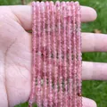 Natürliche facettierte rosa Erdbeerquarz-Loseperlen für DIY-Handarbeits-Schmuckherstellung - 3x4mm Facettierte Rondelle (ca. 105 Stück/Strang) / Erdbeerquarz