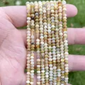 Natürliche 3x4mm facettierte gelbe Chalcedon-Perlen für die DIY-Schmuckherstellung - 3x4mm Facettierte Rondelle (ca. 105 Stück/Strang) / Gelber Opal