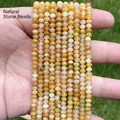 Hochwertige 3x4mm facettierte goldene Natursteinperlen für elegantes DIY-Schmuckbasteln - 3x4mm Facettierte Rondelle (ca. 105 Stück/Strang) / Alter Gelber Jadeit