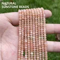 Facettierte pfirsichfarbene Sonnenstein-Perlen 3x4mm für DIY-Schmuckherstellung - 3x4mm (Ca. 105 Stück/Strang) / Natürlicher Sonnenstein