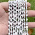 3x4mm facettierte weiße Natursteinperlen für handgefertigte DIY Schmuckherstellung - 3x4mm (Ca. 105 Stück/Strang) / Natürlicher Weißer Türkis
