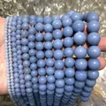 Natural blue angelite stone beads in sizes 4mm to 14mm for DIY jewelry - A Grade / 4mm