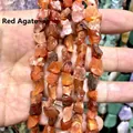 Cuentas de piedra natural de ágata roja irregular para la creación de joyas caseras - 1 Hilo (Aprox. 40cm) / Ágata roja