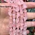 Detalle de cuentas de cristal de cuarzo rosa natural irregular para accesorios de joyería - 1 Hilo (Aprox. 40cm) / Cuarzo rosa
