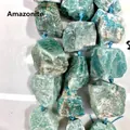 Detailed macro view of natural raw irregular amazonite stone beads for DIY jewelry craft - Amazonite (3) / 15 Pieces/Pack