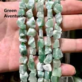 Primer plano de cuentas de piedra de aventurina verde irregular para la creación de joyas - 1 Hilo (Aprox. 40cm) / Aventurina verde