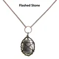 Vista dettagliata della collana in labradorite fatta a mano con ciondolo a pentacolo - Pietra Flash (Labradorite)