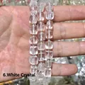 Detail of natural clear quartz faceted sugar cube beads for DIY jewelry making. - 10mm / White Crystal