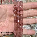 Detailed macro view of faceted natural strawberry crystal cube beads for DIY jewelry making - 10mm / Strawberry Quartz