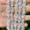 Detalle macro de cuentas de cristal de roca natural irregular para joyería DIY - 1 Hilo (Aprox. 40cm) / Cristal de roca