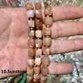 Macro detail view of natural faceted sunstone cube beads for DIY jewelry making craft. - 10mm / Sunstone