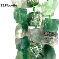 Macro view of irregular natural green fluorite raw stone beads for DIY jewelry making - Green Fluorite (12) / 15 Pieces/Pack