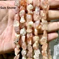 Primer plano de cuentas de piedra de sol naturales irregulares para joyería hecha a mano - 1 Hilo (Aprox. 40cm) / Piedra del sol