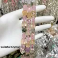 Close-up of faceted natural crystal sugar cube beads for DIY jewelry making - 10mm / Colorful Crystal