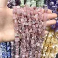 Tiras de cuentas de piedra natural rosa irregular para la creación de joyas DIY. - 1 Hilo (Aprox. 40cm) / Cuarzo Fresa