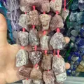 Handmade natural irregular raw strawberry quartz stone beads for DIY jewelry accessories - Strawberry Quartz / 15 Pieces/Pack