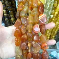 Irregular natural carnelian agate freeform beads for DIY jewelry making - Polished Red Agate / 15 Pieces/Pack
