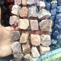 Natural raw peach moonstone unpolished irregular crystal beads for DIY jewelry - Sunstone / 15 Pieces/Pack