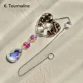 Ciondolo acchiappasole in cristallo cuore albero della vita con pietre tormalina - Tormalina