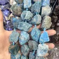 Irregular natural blue raw stone loose beads for DIY handmade jewelry design crafts - Blue Apatite / 15 Pieces/Pack