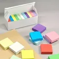 Detailed view of colorful square sticky notes and memo pads in a white storage box - 3.8x3.8cm (11 Pads) / Multicolor
