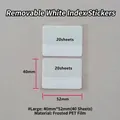 Detailed view of matte PET white index stickers with 40mm by 52mm size dimensions - Large (40 Sheets)