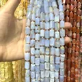 Dettaglio di perle in pietra cilindriche blu chiaro naturali 8x12mm per gioielli fai da te. - 26 Pezzi/Confezione (8x12mm) / Agata Viola