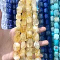 Close-up macro view of natural yellow faceted crystal beads for DIY jewelry making - Citrine / Approx 15x20mm (Pack of 19)