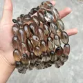 Natural smoky quartz oval beads for DIY jewelry making, clean and transparent texture - Irregular Tumbled Style / Approx 18X25mm / Tea Brown