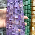 Dettaglio di perle cilindriche in ametista viola sfaccettata 12x16mm per gioielli - Set di 21 Perline / Ametista Chiara