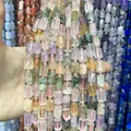 Close-up of 8x12mm faceted cylindrical natural stone beads for DIY jewelry making - 26 Pieces/Pack (8x12mm) / Multicolor (Mixed Stones)