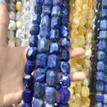 Macro view of faceted blue natural stone beads for DIY jewelry making and craft projects - Blue Sodalite / Approx 15x20mm (Pack of 19)