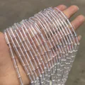 Hoogwaardige transparante Braziliaanse witte kristallen cilinderkralen voor DIY sieraden - 4x13 (Licht Bewolkt, Ongeveer 28 Stuks)
